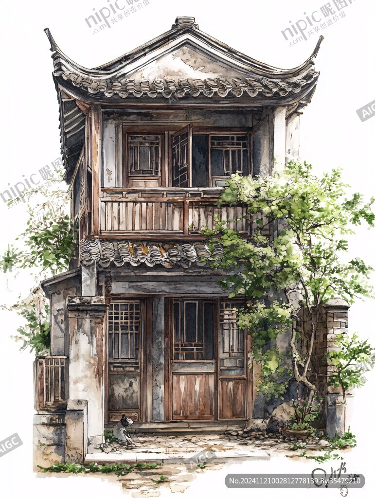 马克笔效果图古建筑