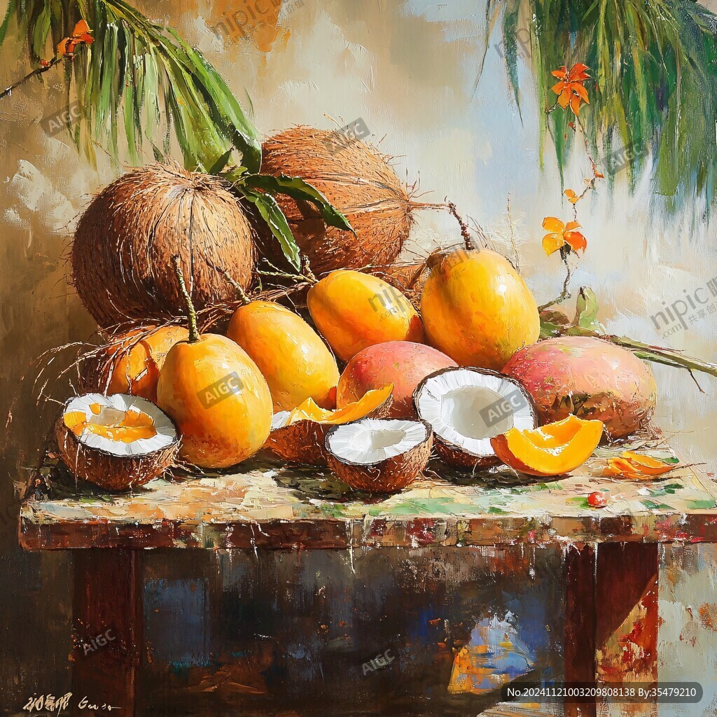 荔枝油画