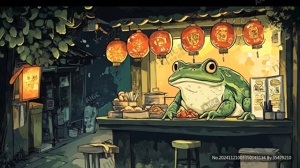 馋嘴蛙插画