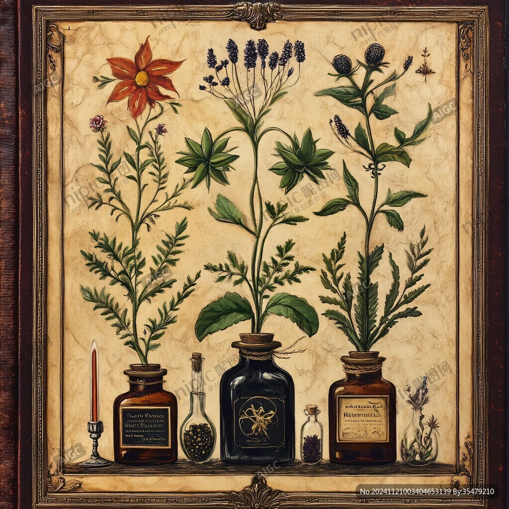 欧美复古植物装饰画