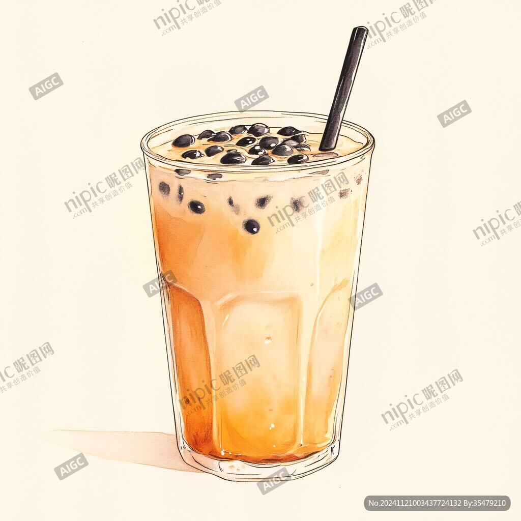 手绘珍珠奶茶