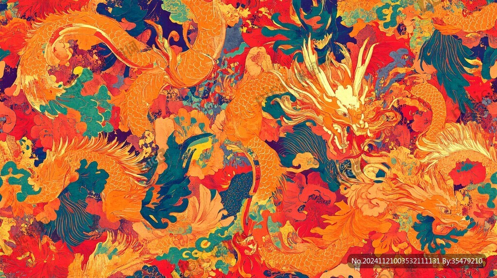 布料印花龙年图案