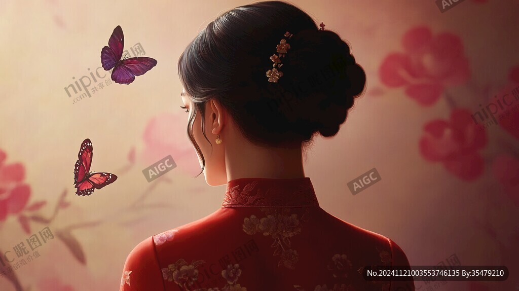 旗袍与蝴蝶