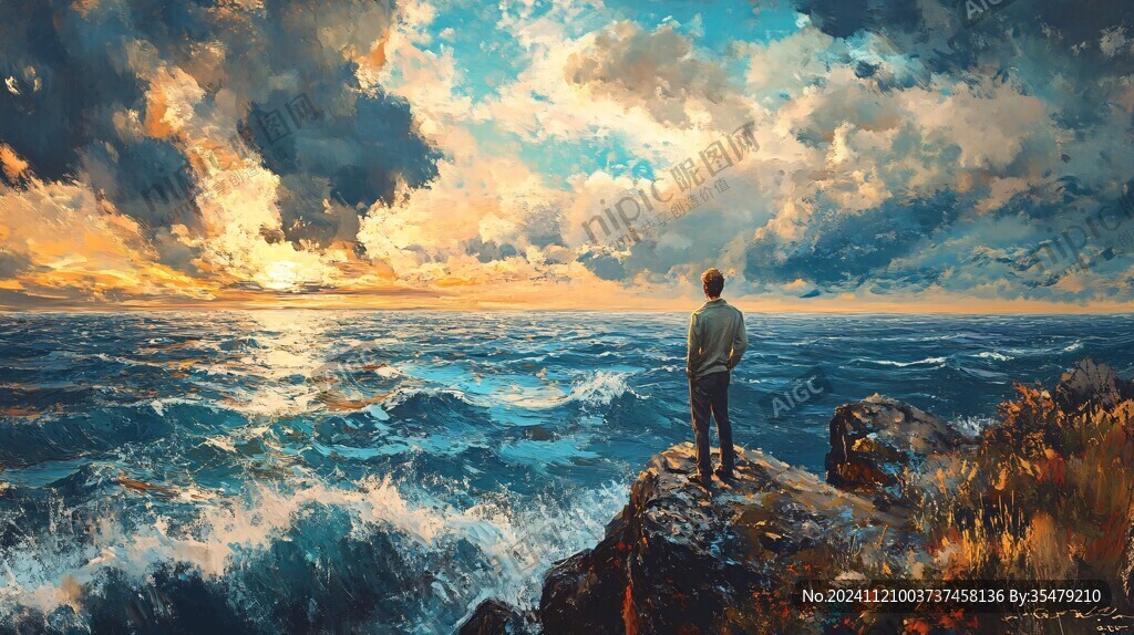 海天一色油画
