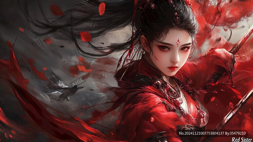 红衣少女设计古风