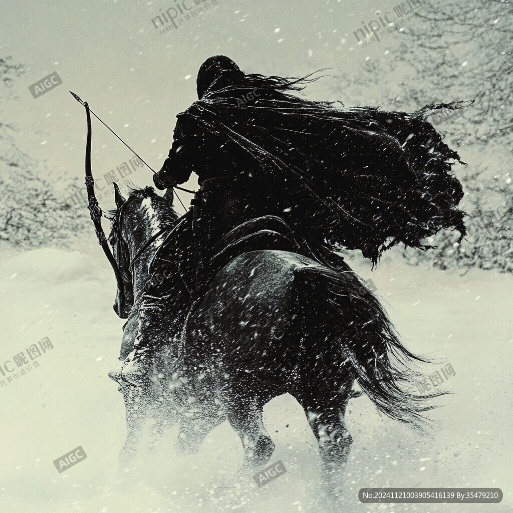雪原骑马人