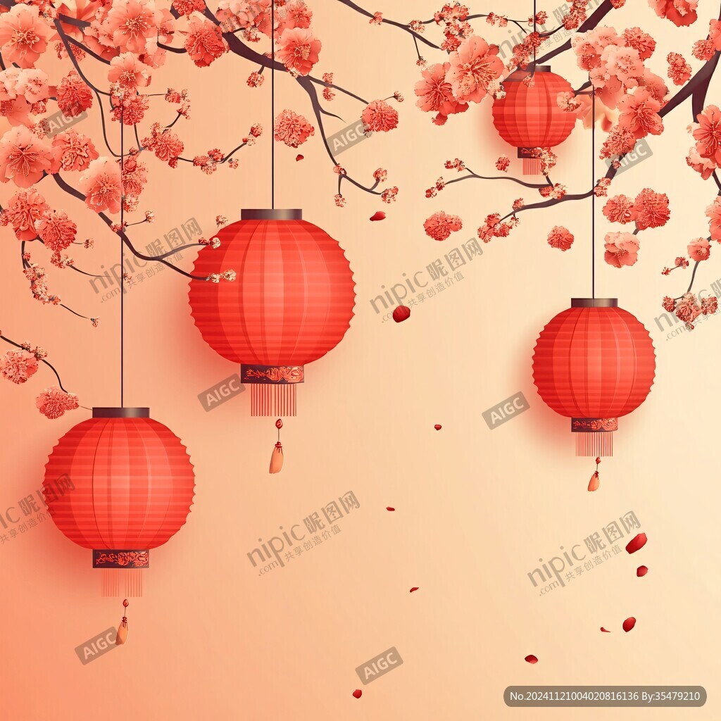 灯笼梅花背景图