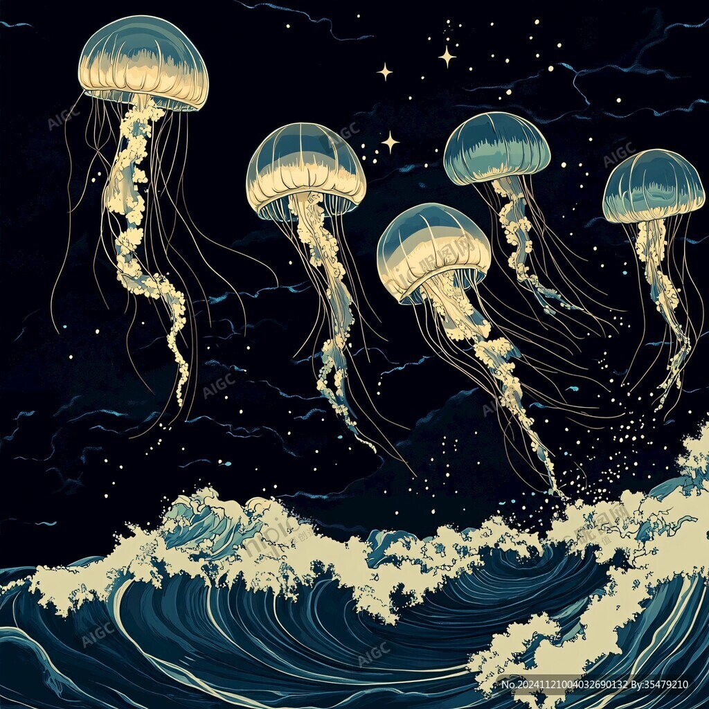 水母海洋插画