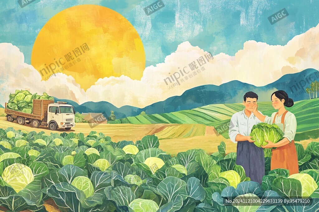 收割蔬菜劳动场景