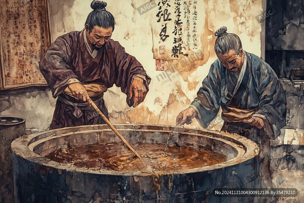 腐乳制作插画