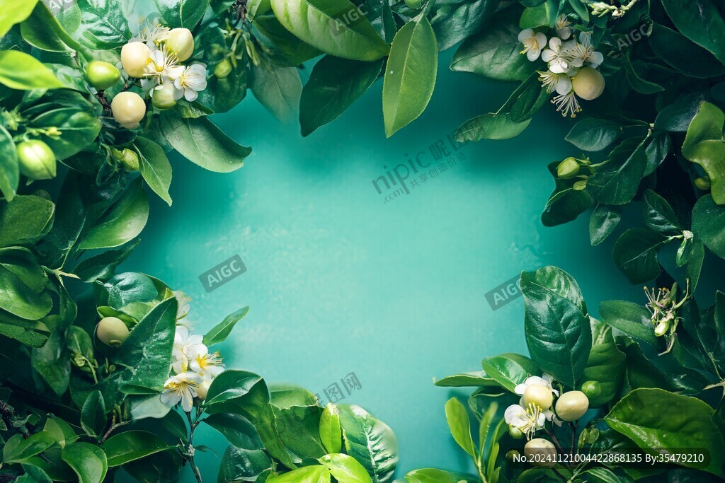 绿叶边框背景