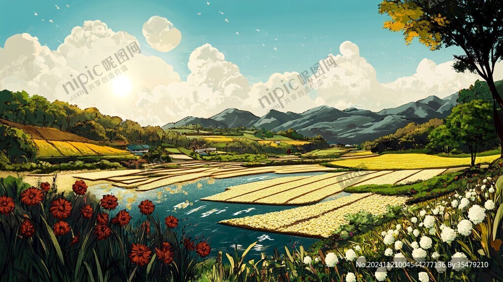 唯美花田场景