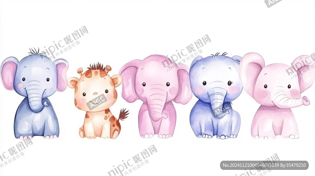q版大象手绘插画