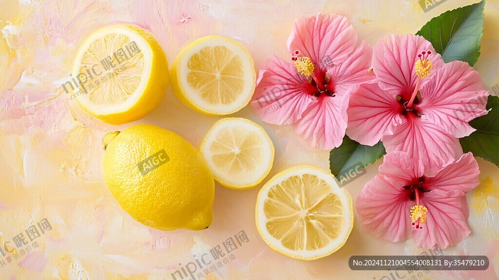 柠檬片玫瑰花菊花