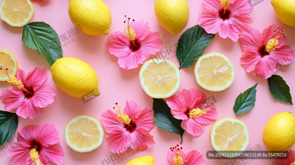 柠檬片玫瑰花菊花