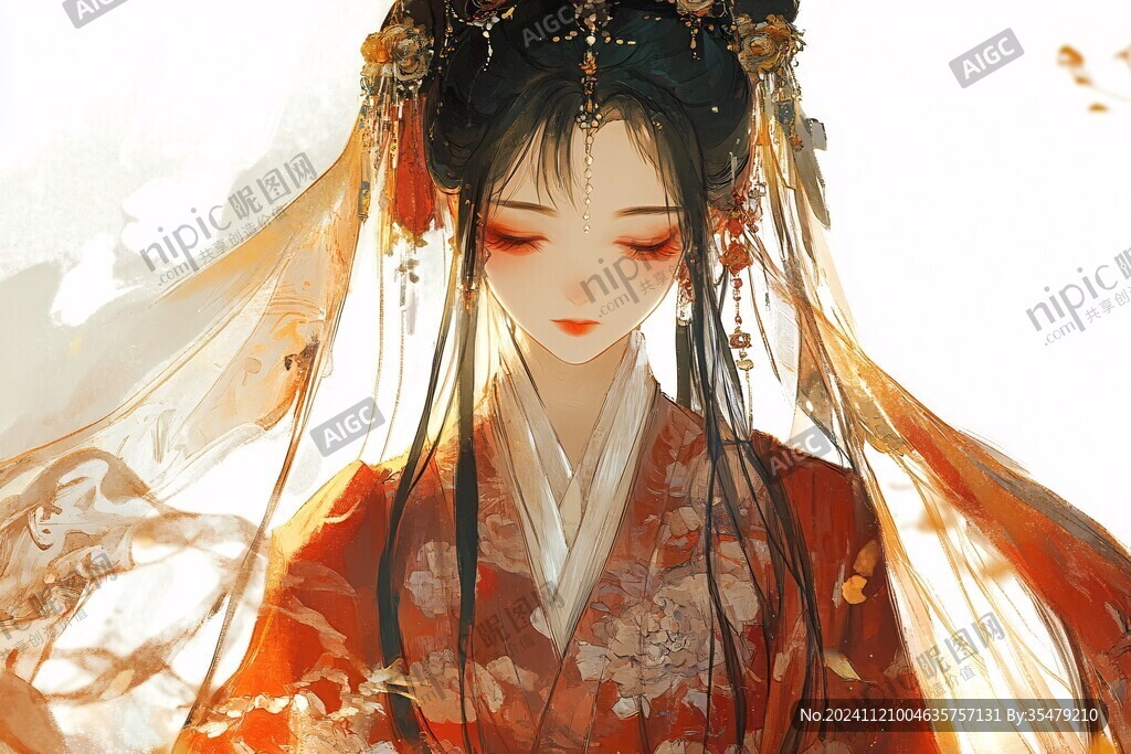 红衣少女设计古风