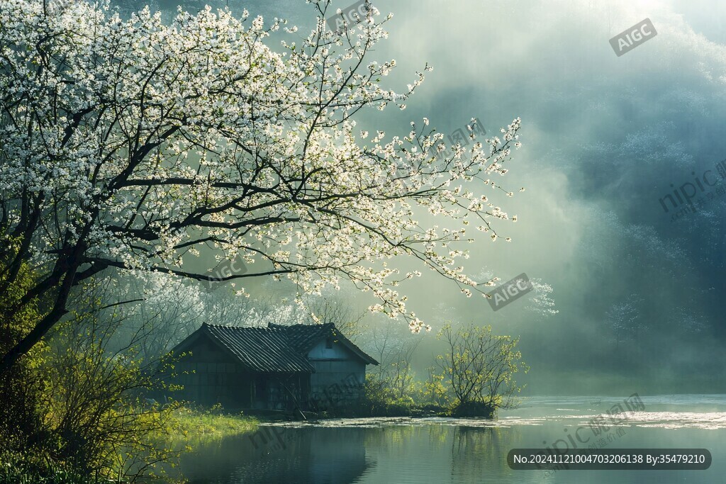 桃花源春季春景意境