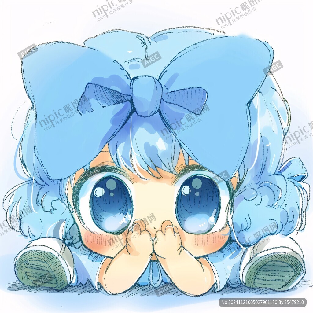 蓝色头发小女孩