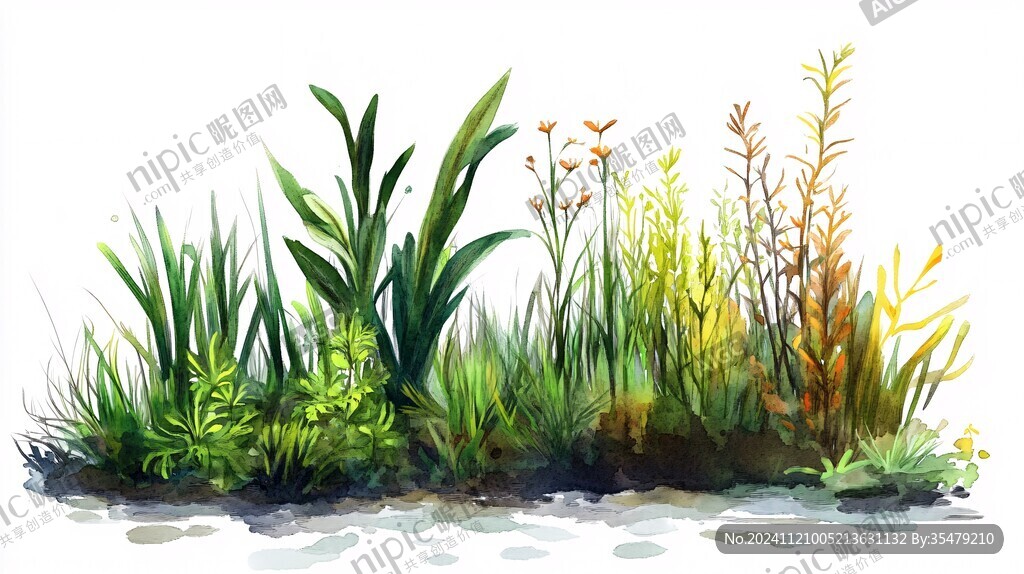 沉水植物插画