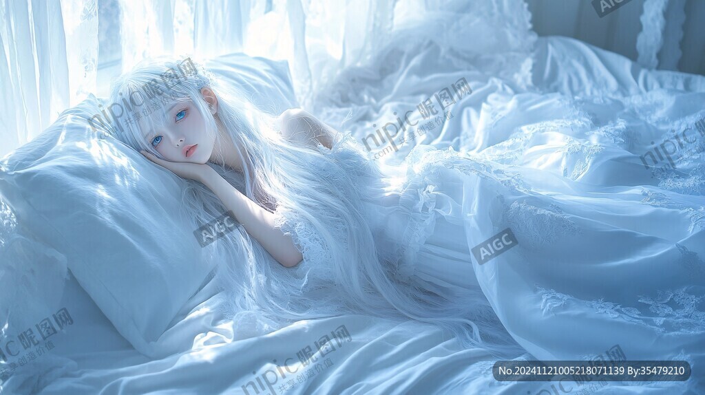 梦幻唯美蓝色系少女