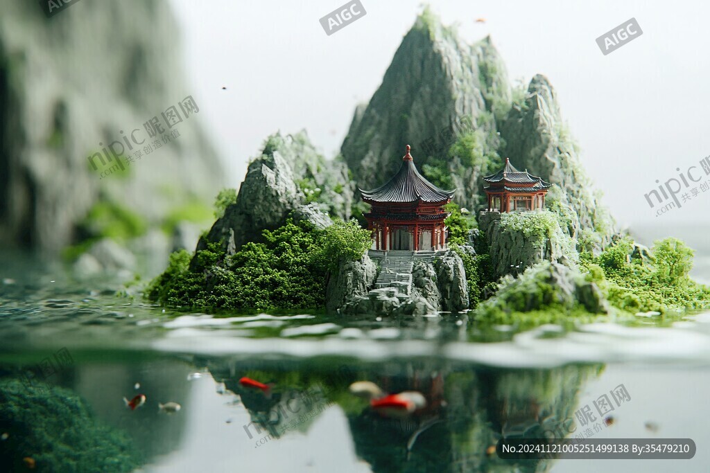 3d渲染山水画