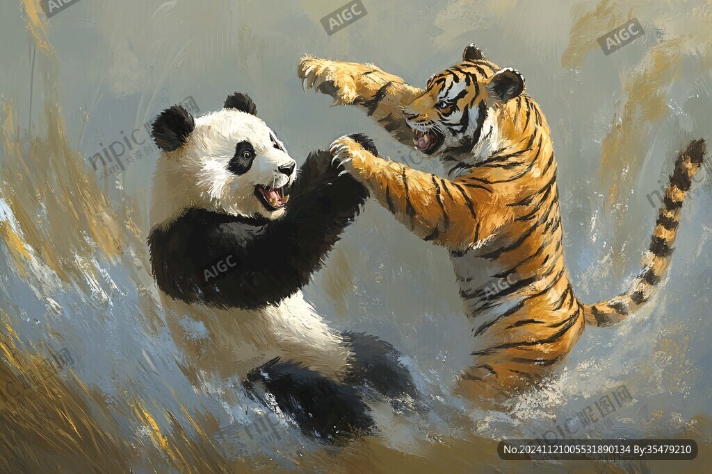 油画熊猫