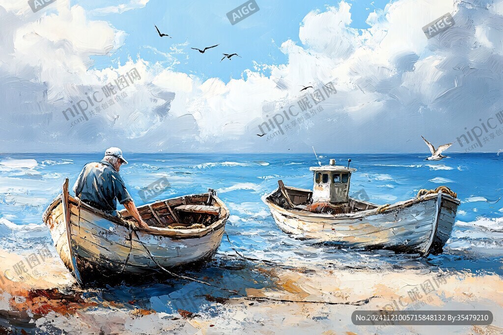 风景画渔船