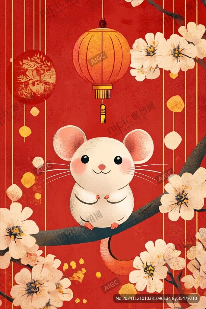 鼠年拜年插画