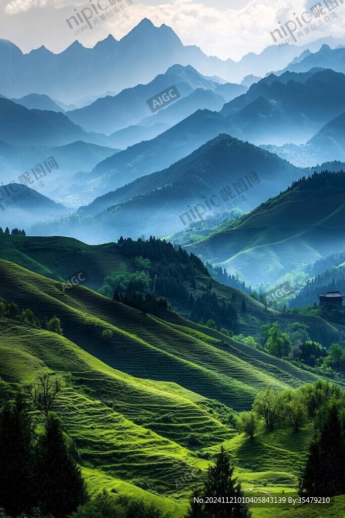 山峦起伏晨色