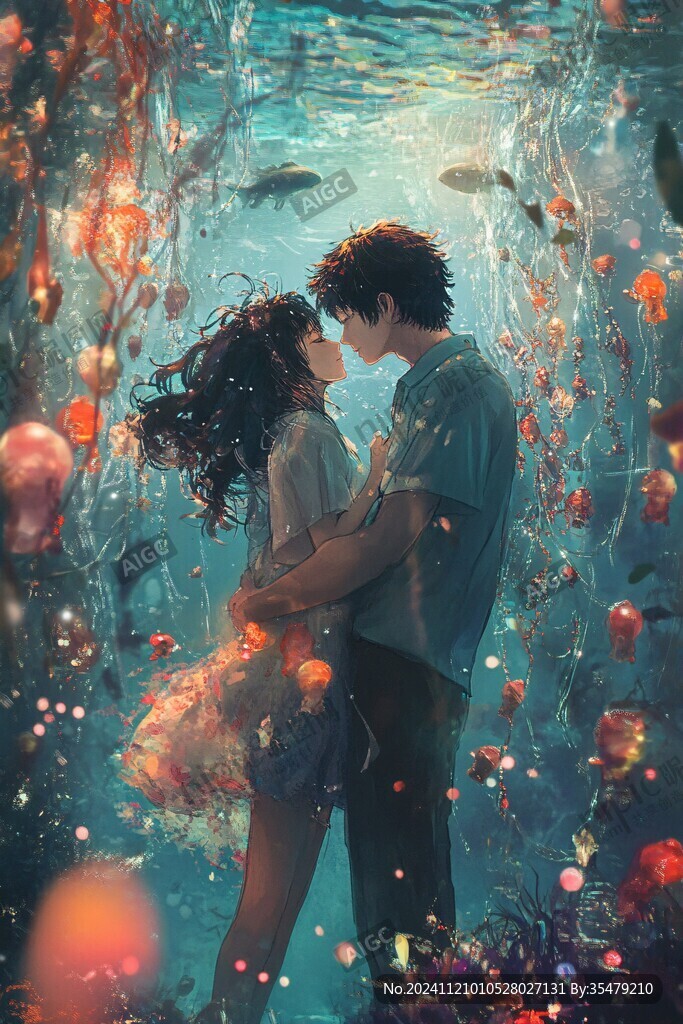 唯美浪漫情侣插画