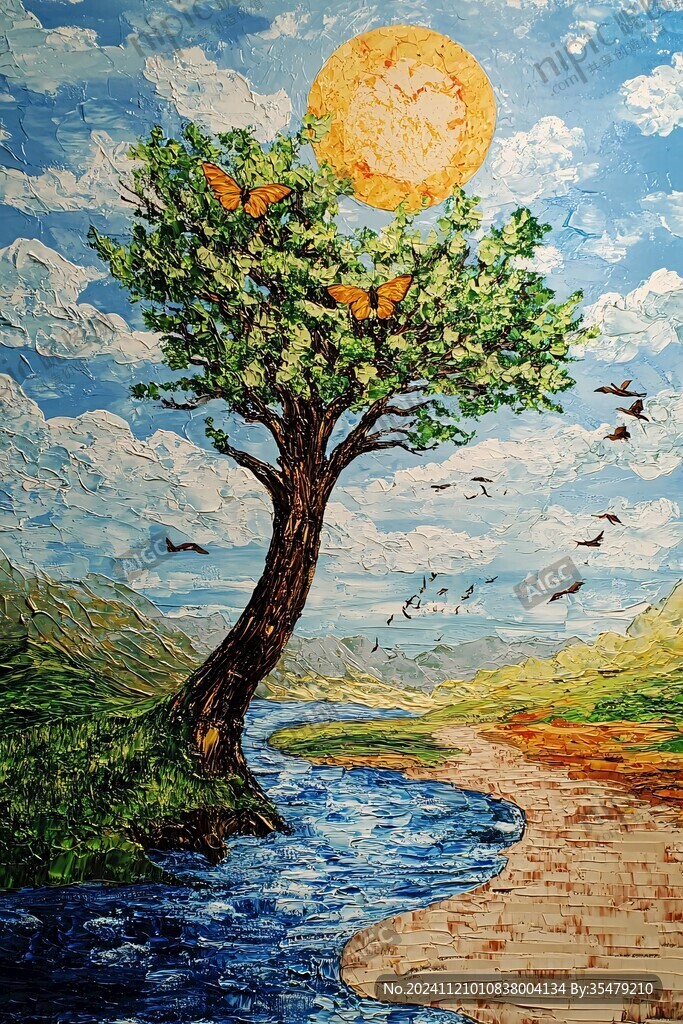 招财树油画