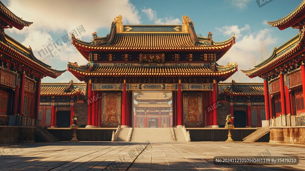 古代宫殿建造场景