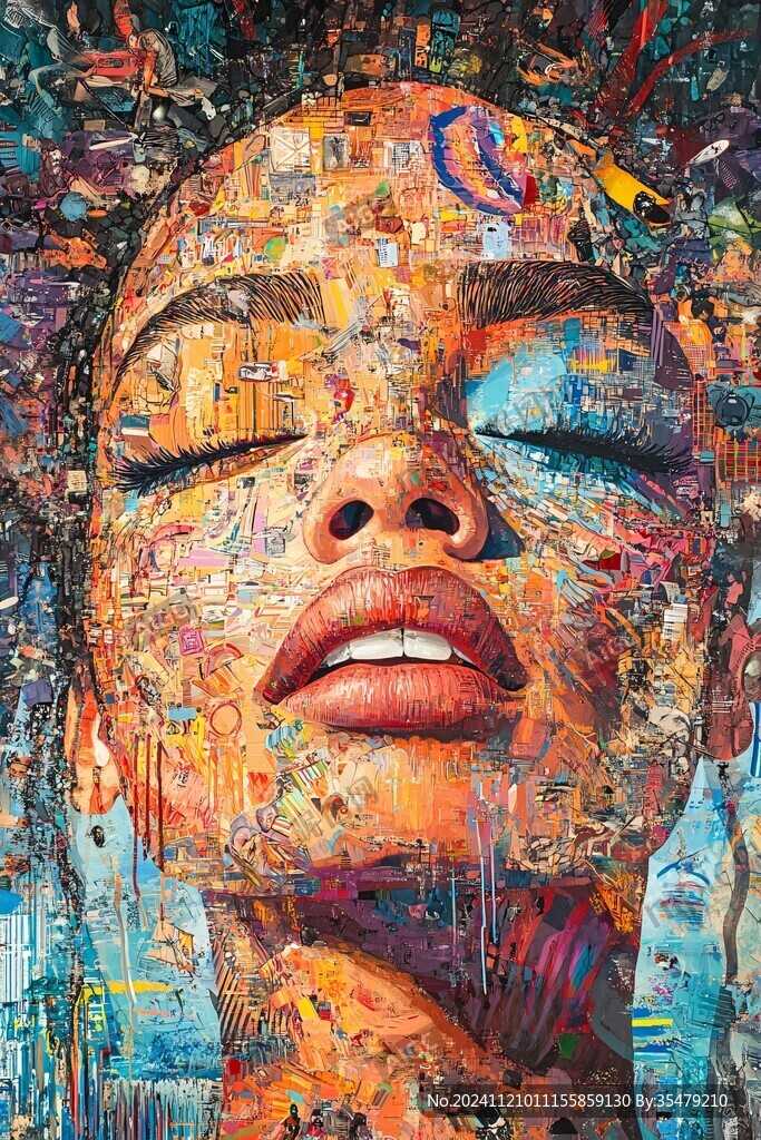 人脸色块拼接装饰画