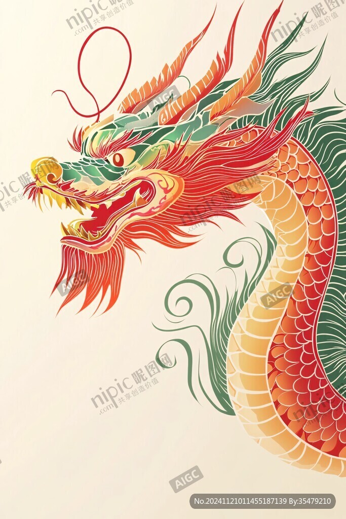 吊旗龙年插画