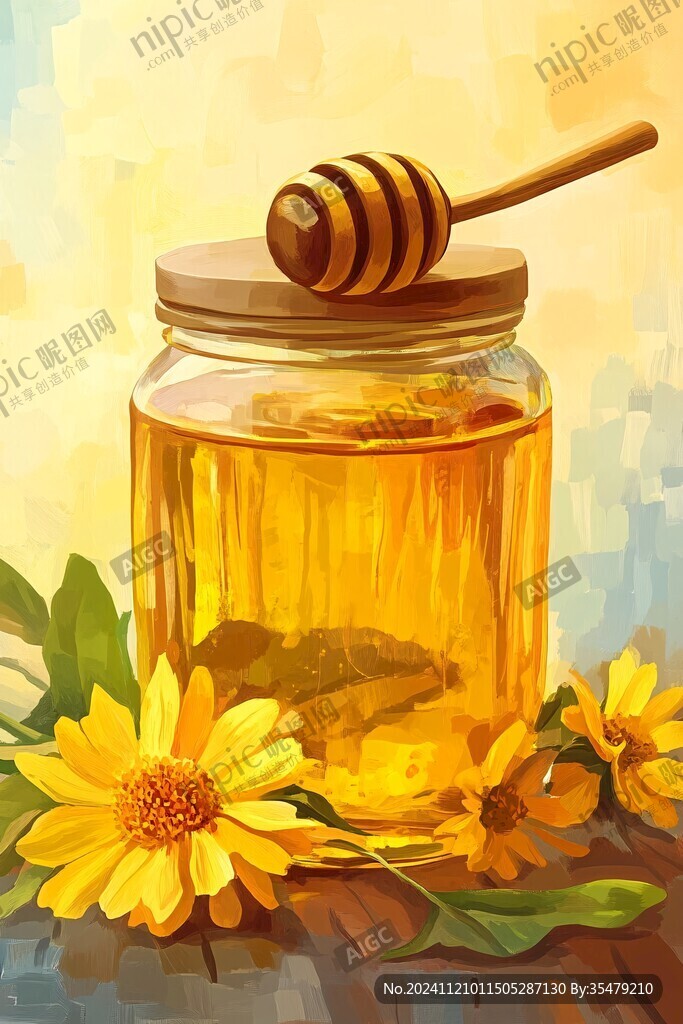 野菊花蜂蜜插画