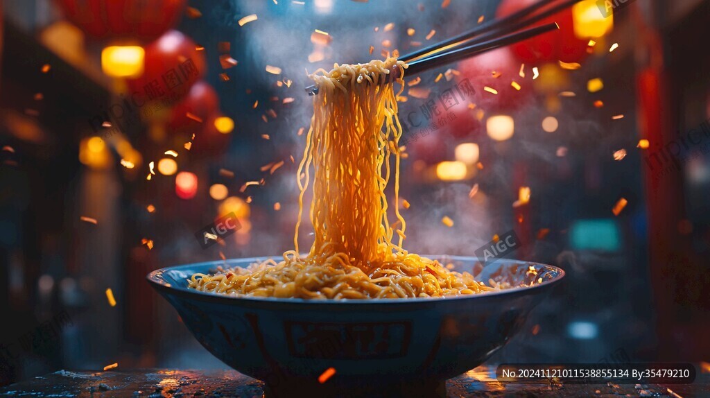 给方便面拍照