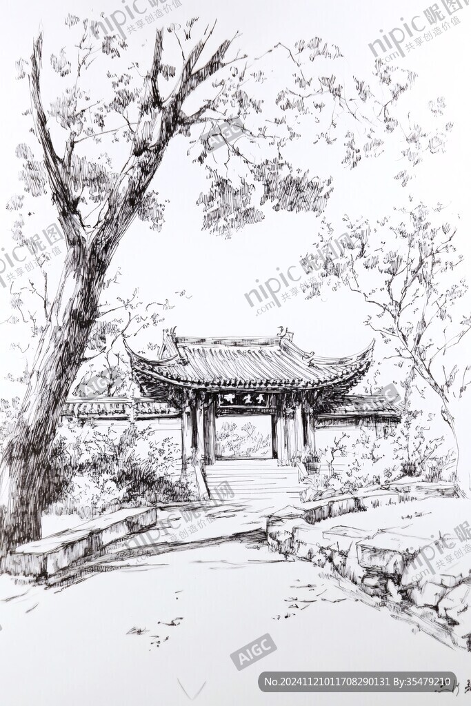 线描拙政园