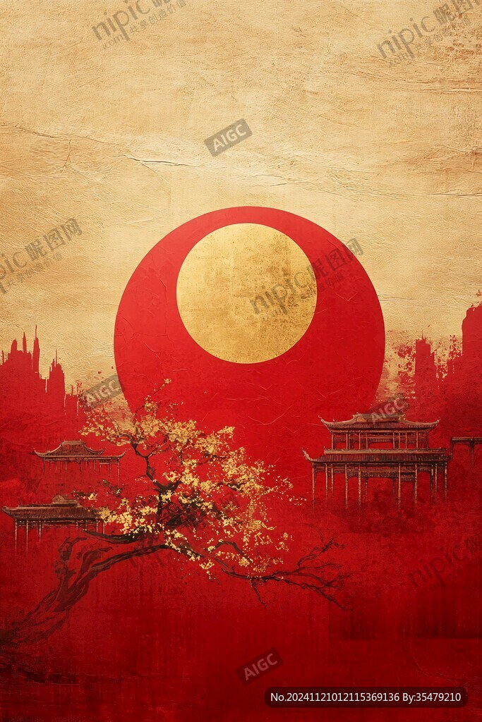 插画红日