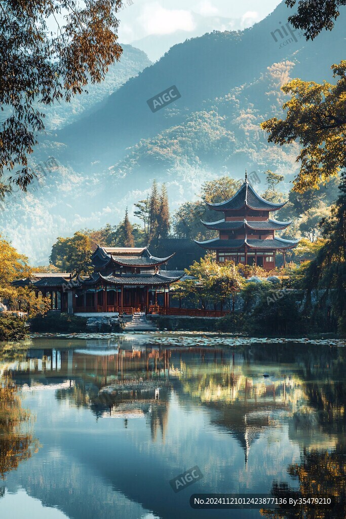 山水楼阁雅致意境风