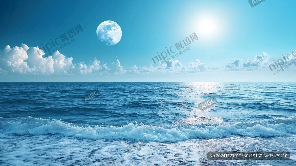 大海大地月光自然