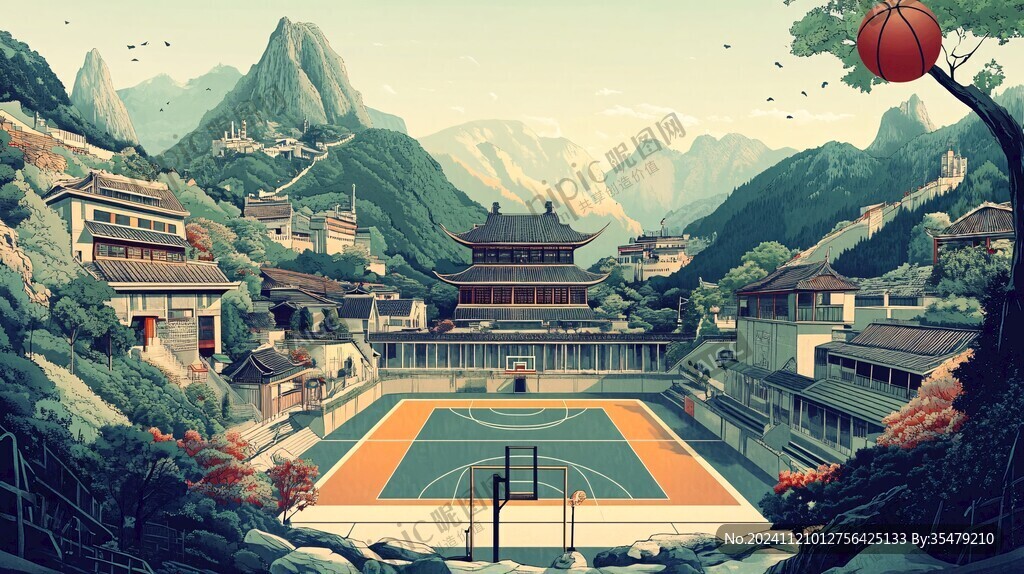 轻纺城体育中心插画