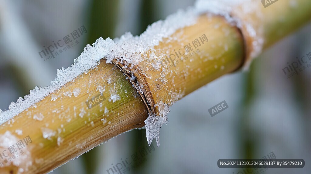 雪压竹