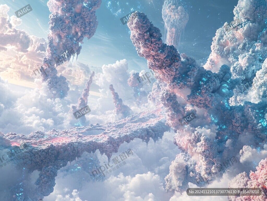 3d云海悬浮小岛