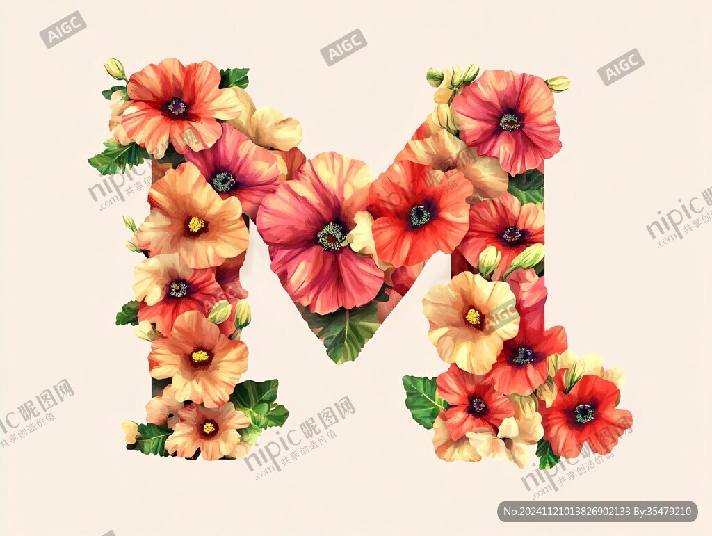 m字母花朵