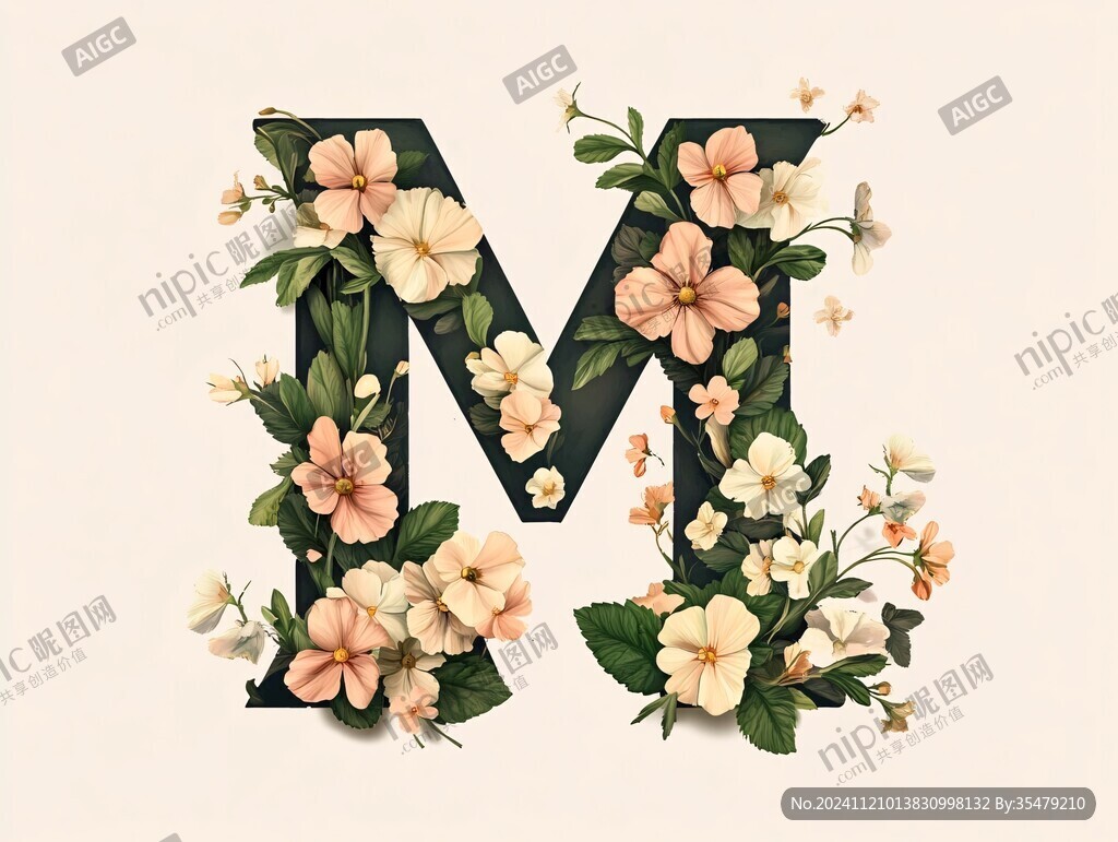 m字母花朵