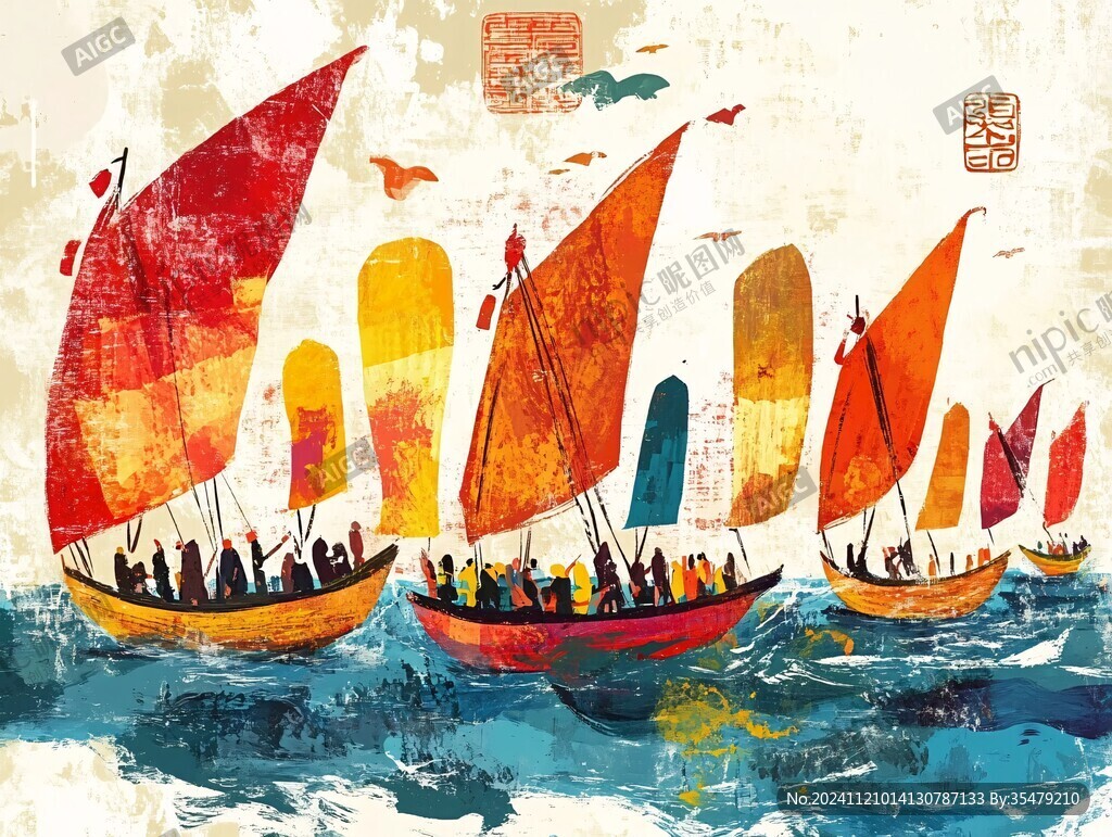 乘风破浪包装插画