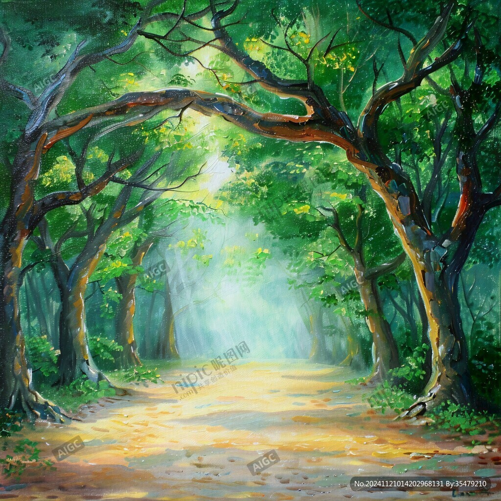 林间小道风景画