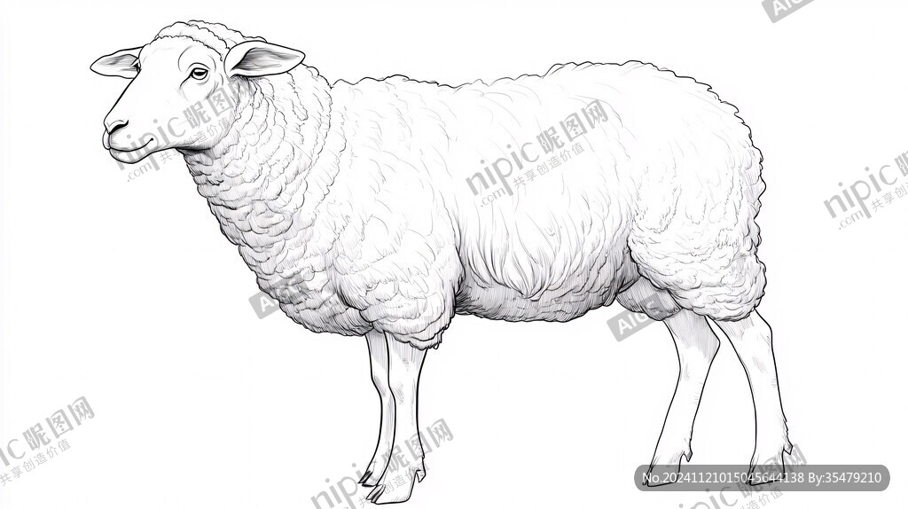 手绘羊素描羊