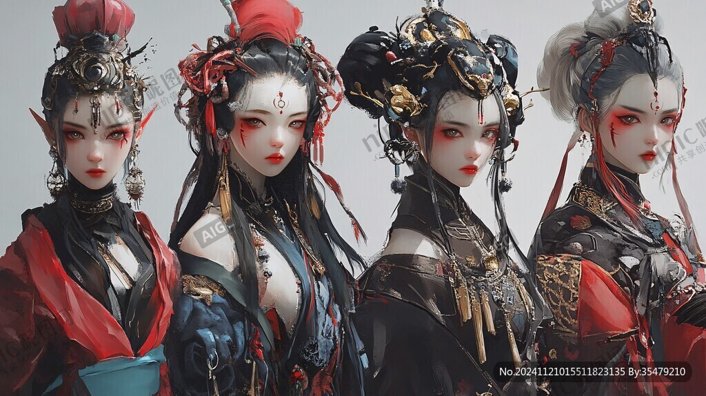 红衣少女设计古风