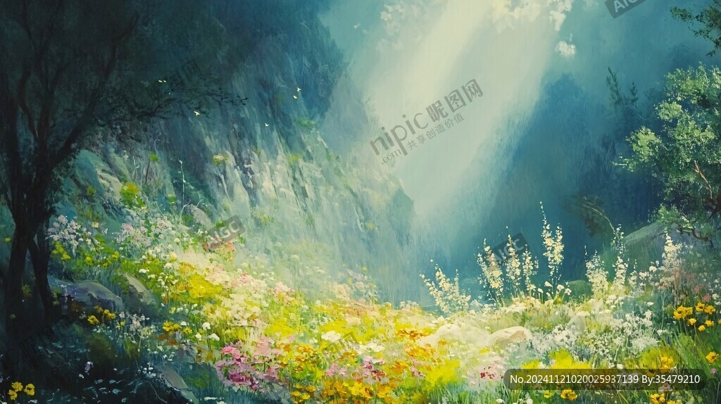 唯美梦幻花田场景